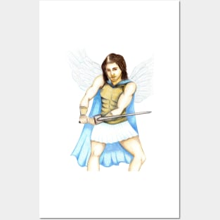 Archangel Michael the Protector- White Posters and Art